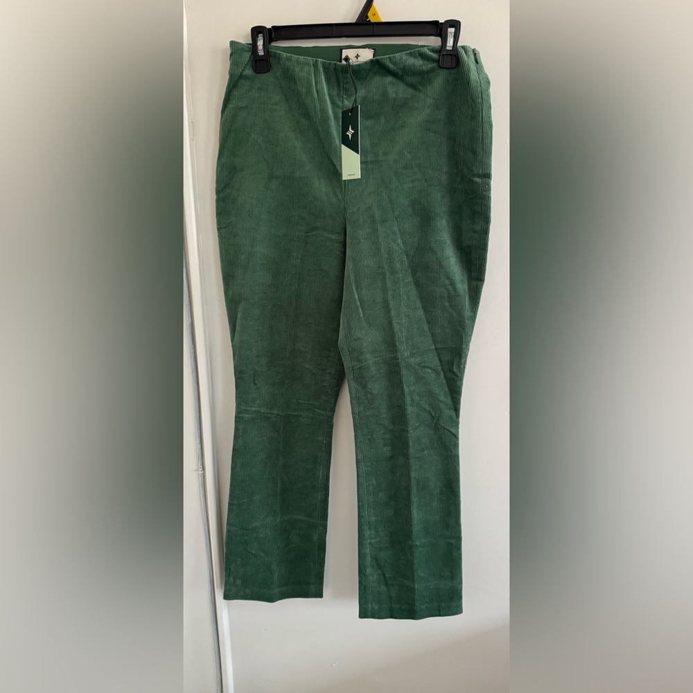 Tuckernuck Green Corduroy Ashford High Waisted Cropped Kick Hem Pants Size M NWT